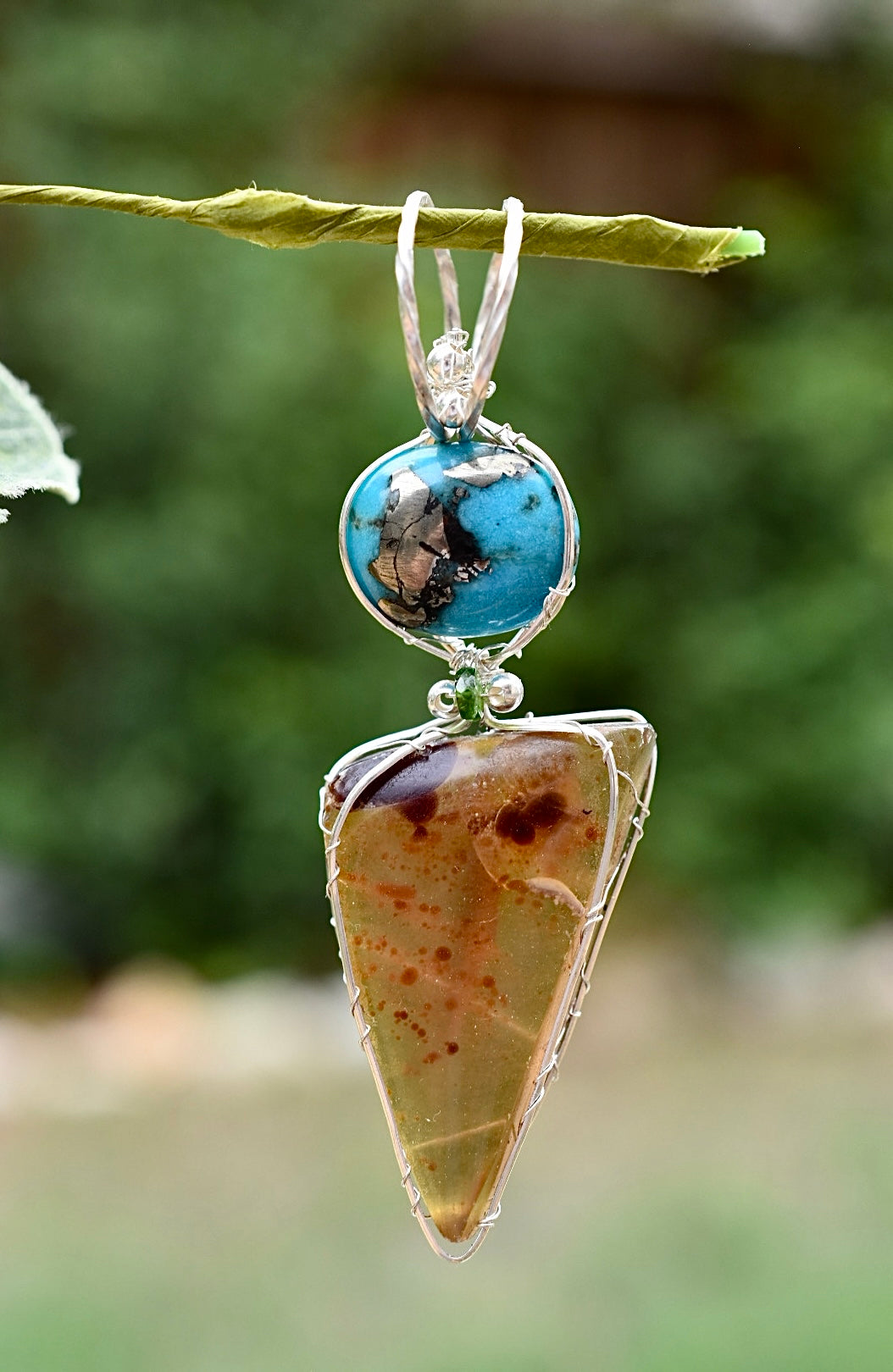 Turquoise & Amber Pendant