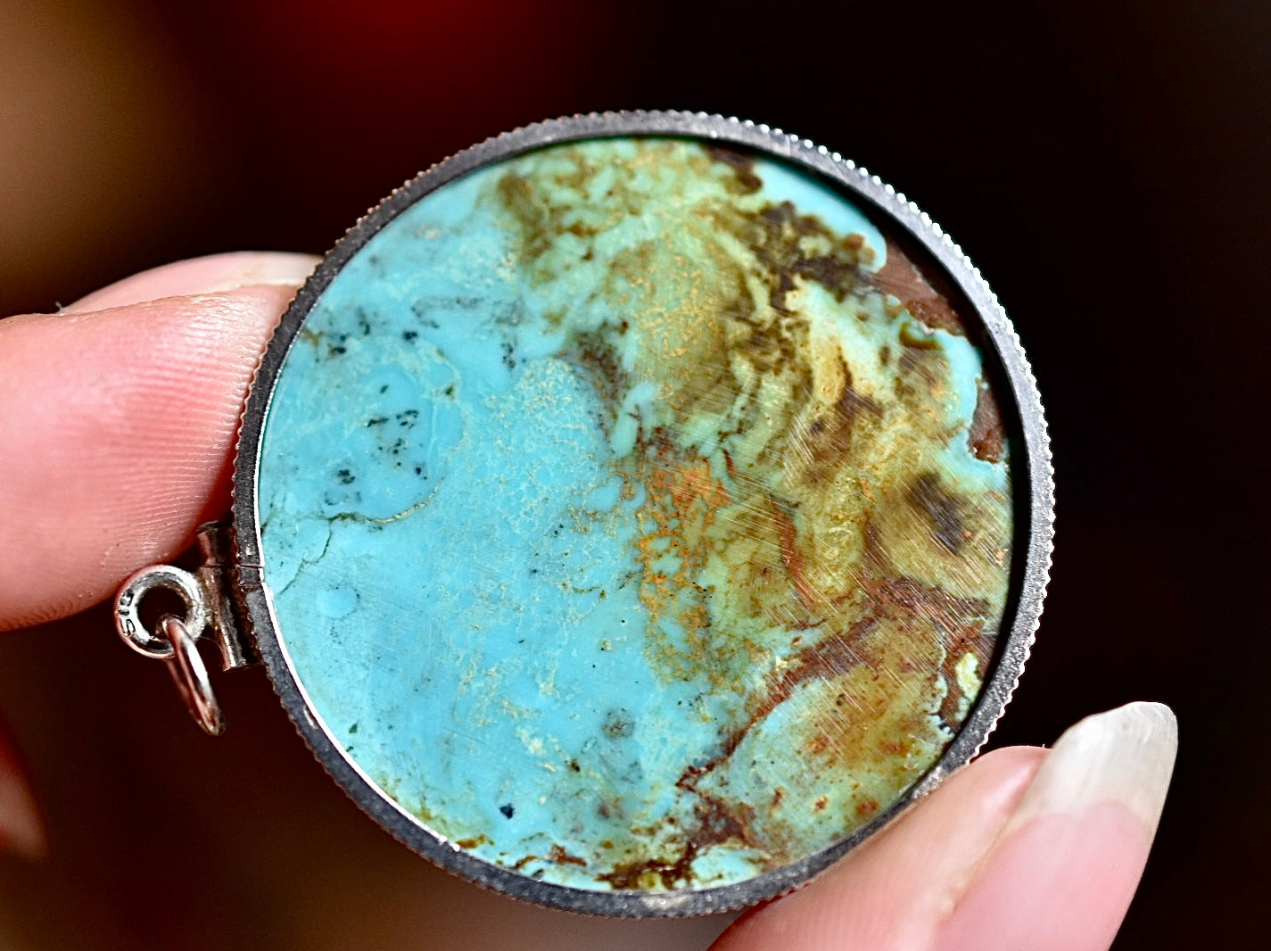 Natural Turquoise Pendant • Vintage