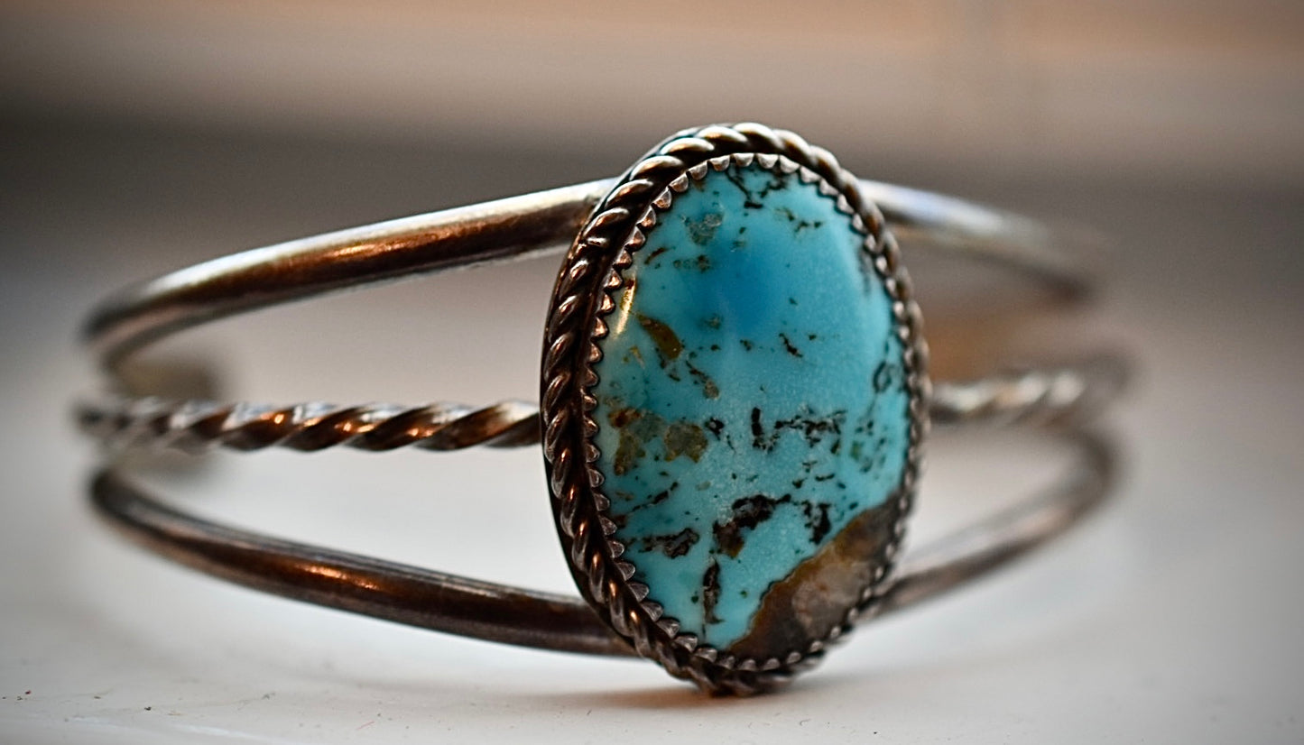 Native Turquoise Cuff Bracelet • Vintage