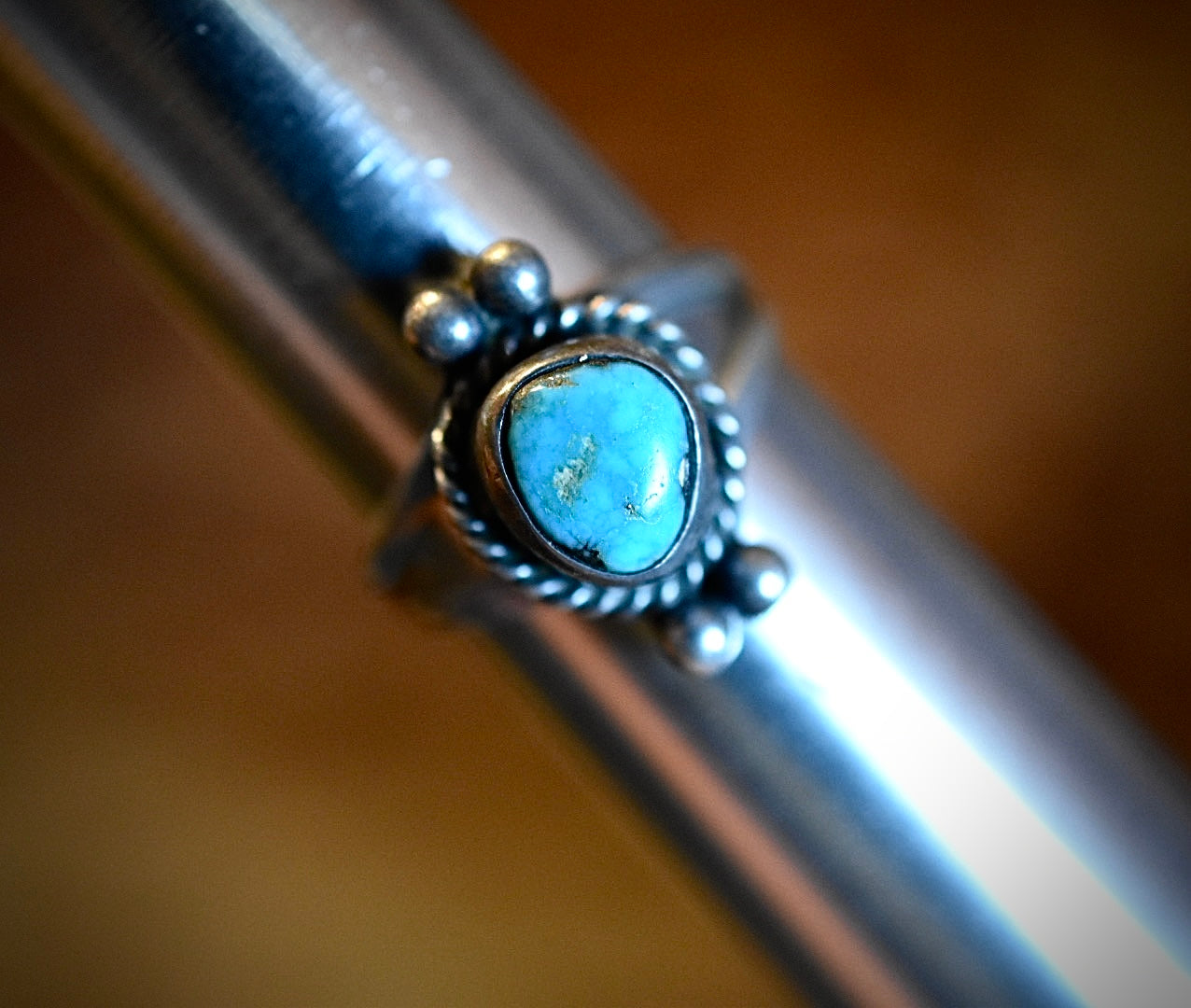 Turquoise in Silver Ring • Vintage