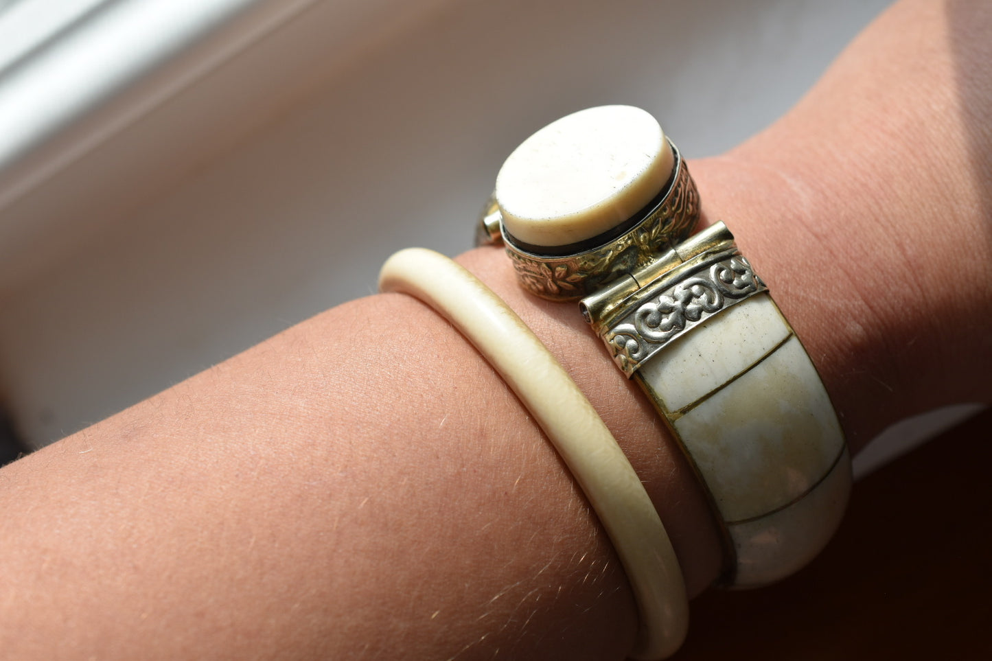 Antique Bone & Brass Bracelet