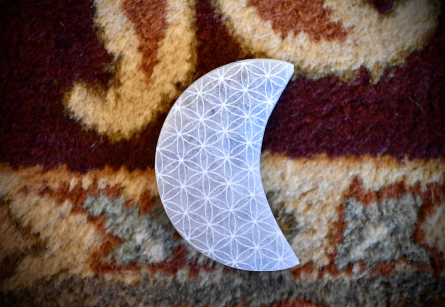 Flower of Life Selenite Moon