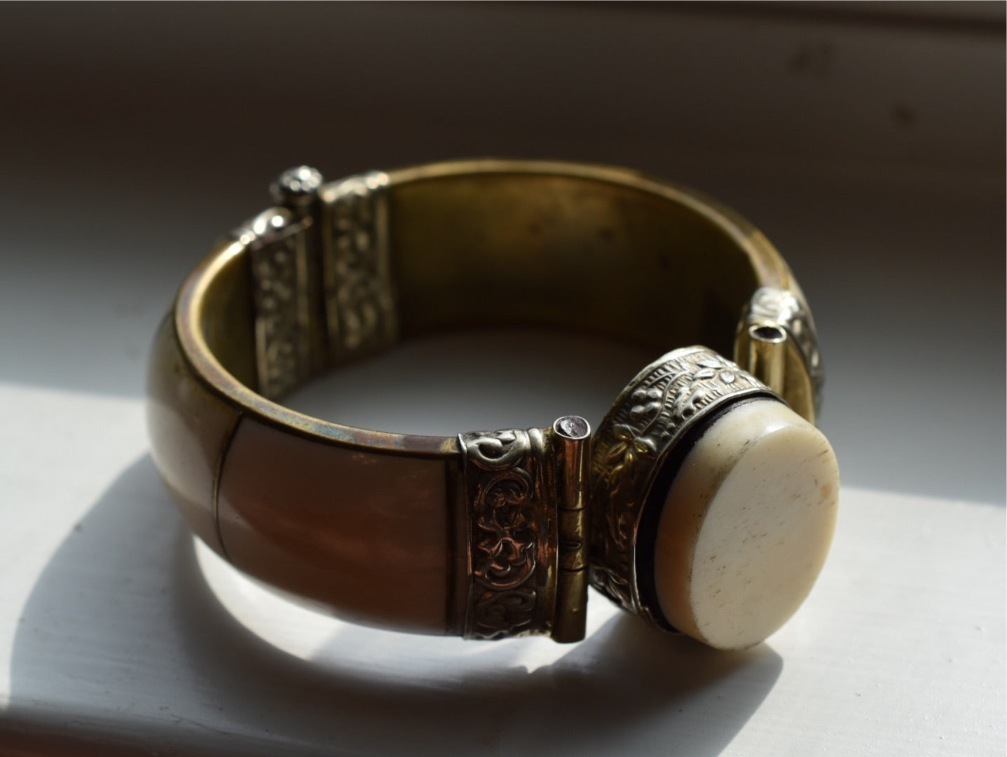 Antique Bone & Brass Bracelet