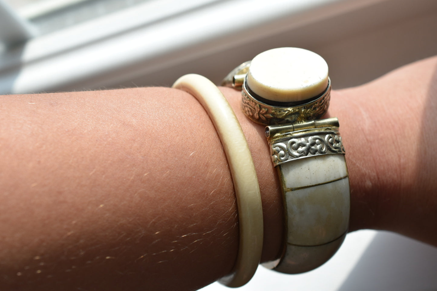 Antique Bone & Brass Bracelet