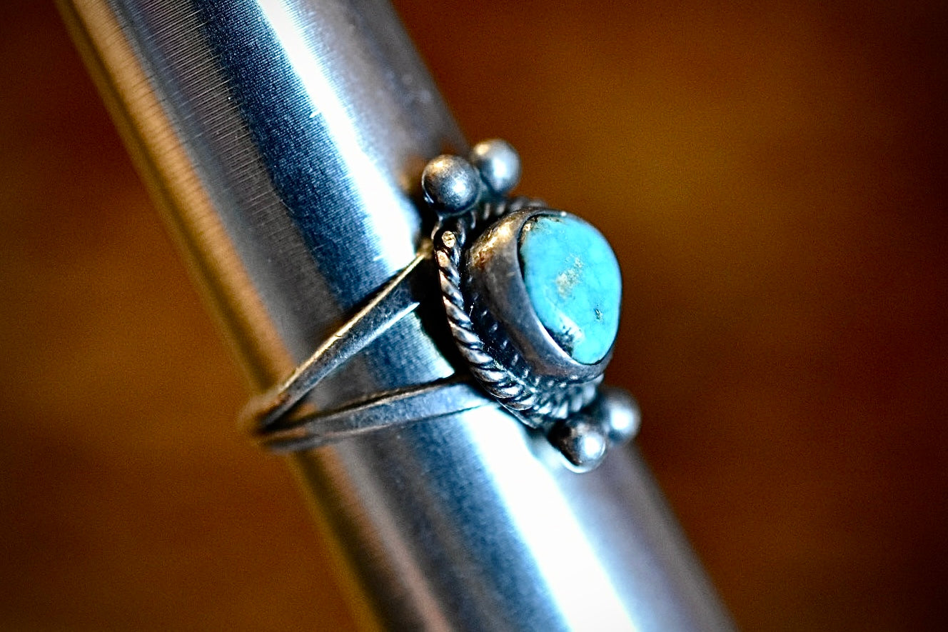 Turquoise in Silver Ring • Vintage