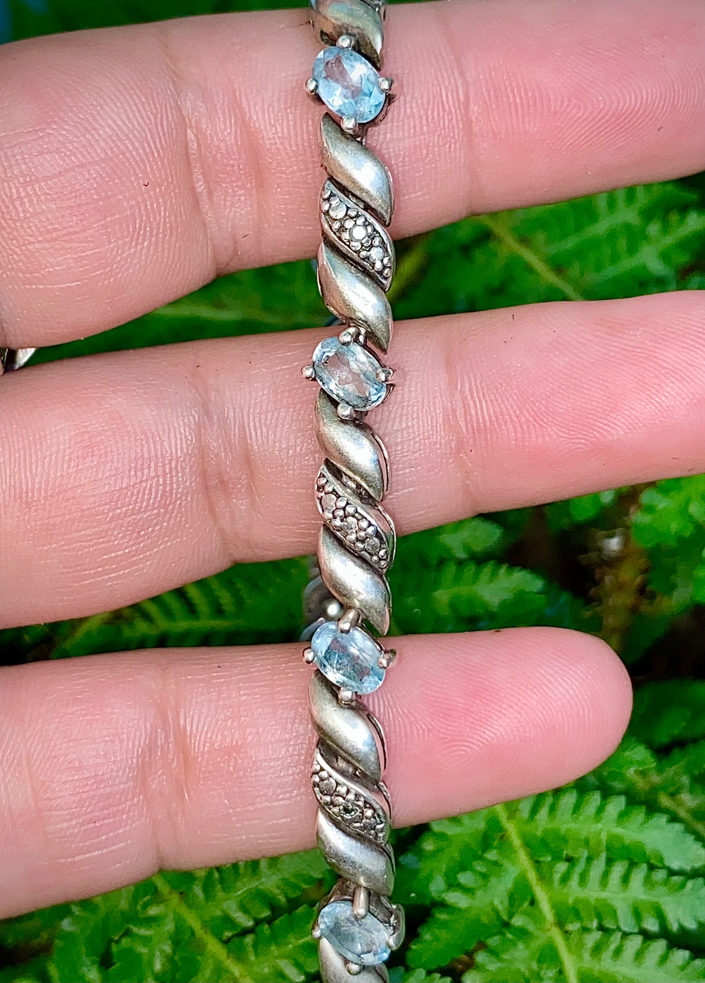 Aquamarine & Silver Bracelet • Vintage