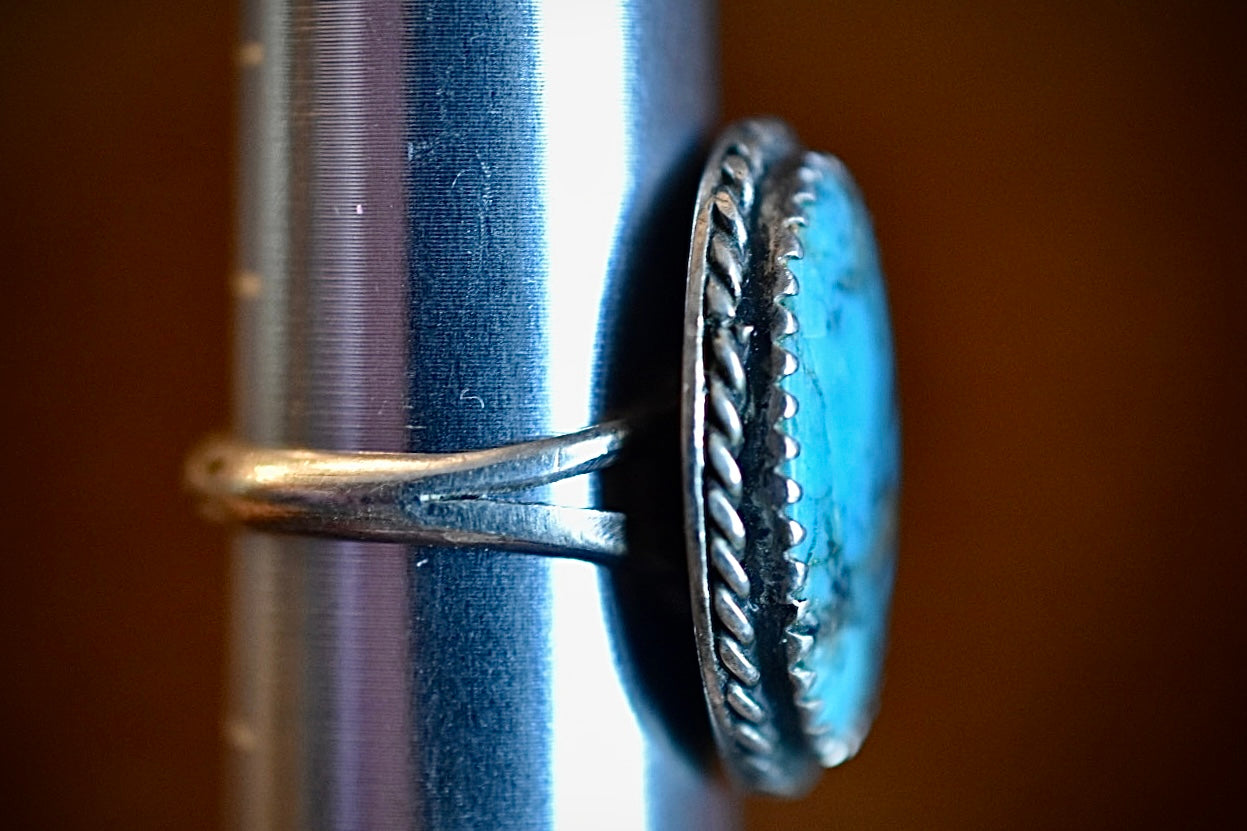Turquoise in Silver Ring • Vintage