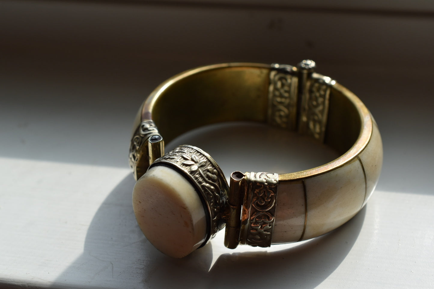 Antique Bone & Brass Bracelet