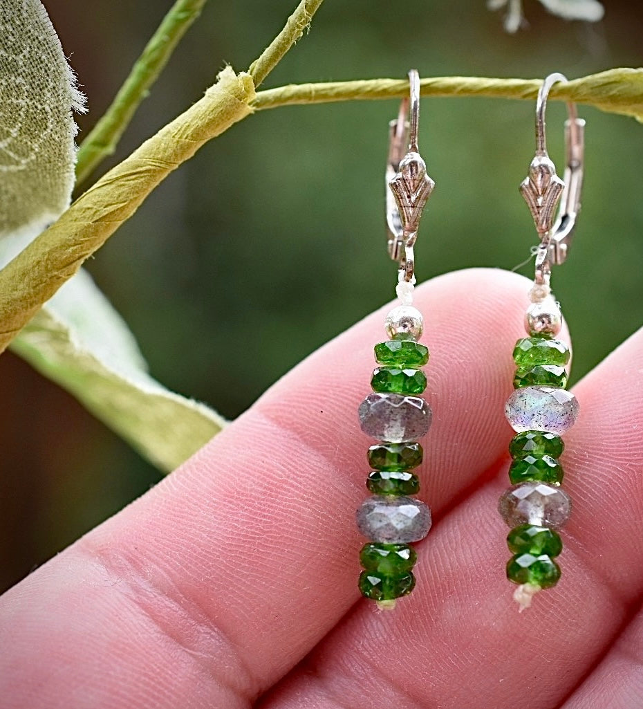 Siberian Chrome Diopside & Labradorite Earrings