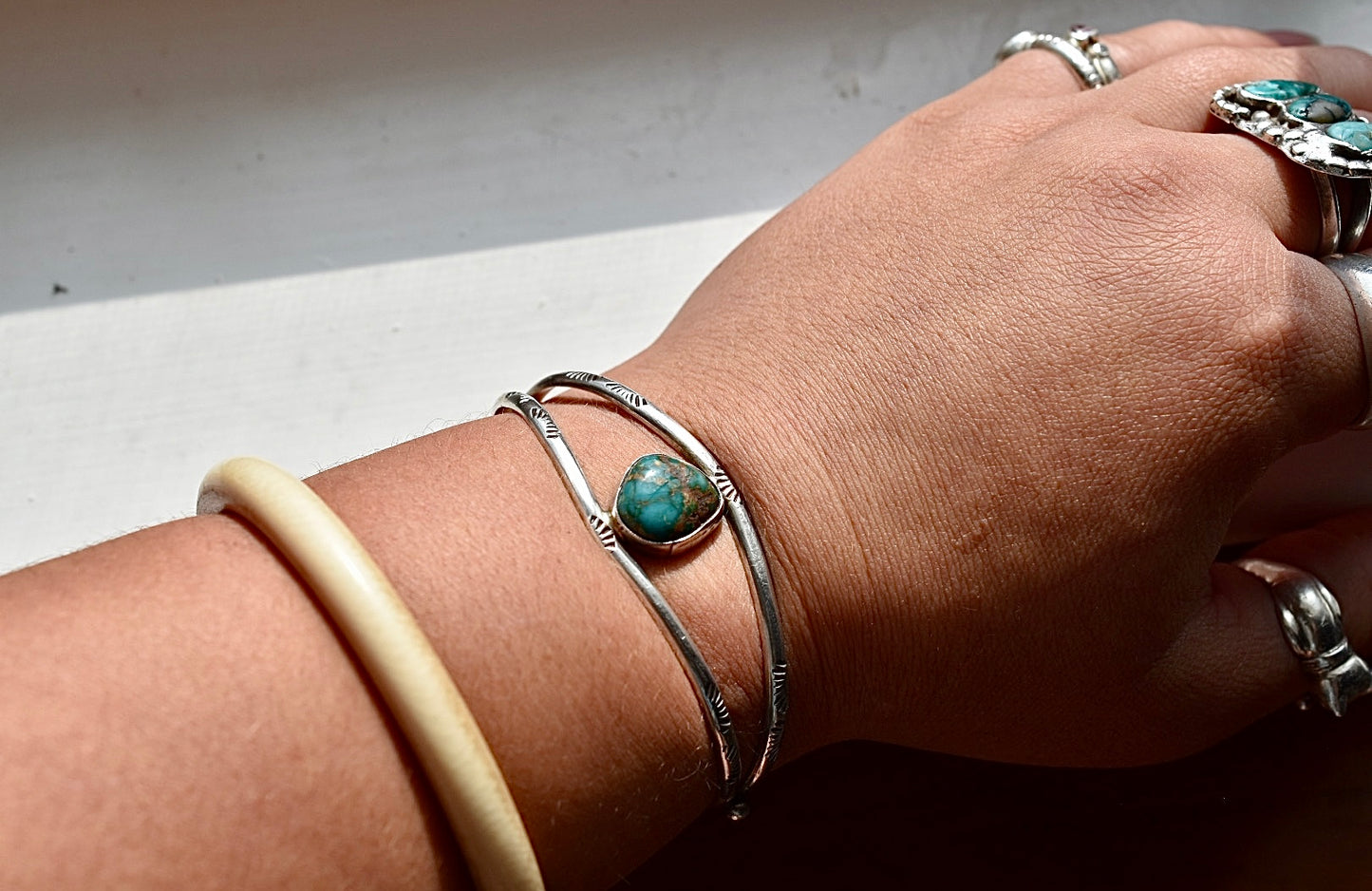 Native Turquoise Cuff Bracelet • Vintage