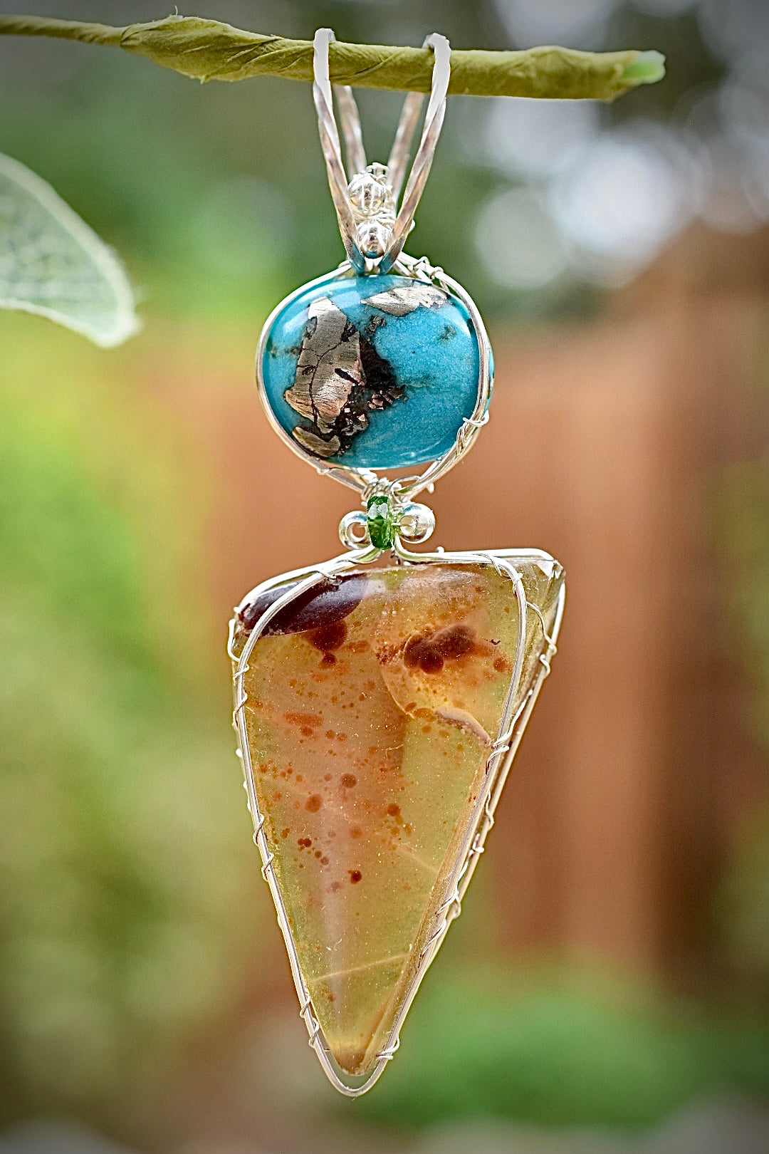 Turquoise & Amber Pendant