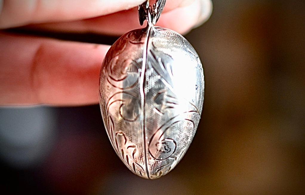Rare Antique Silver Egg Locket