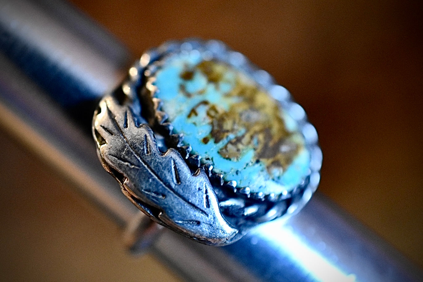 Turquoise in Silver Ring • Vintage
