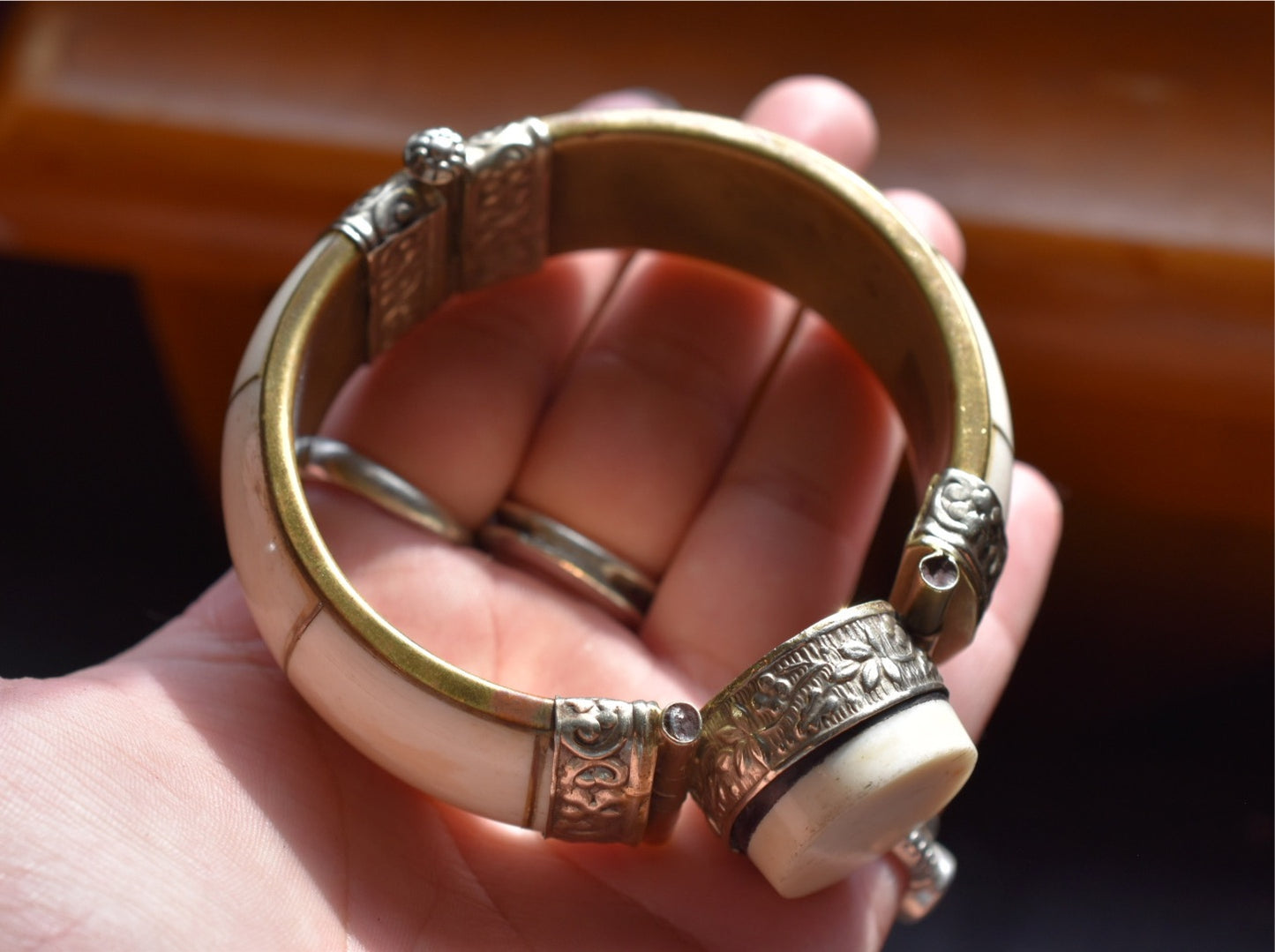 Antique Bone & Brass Bracelet