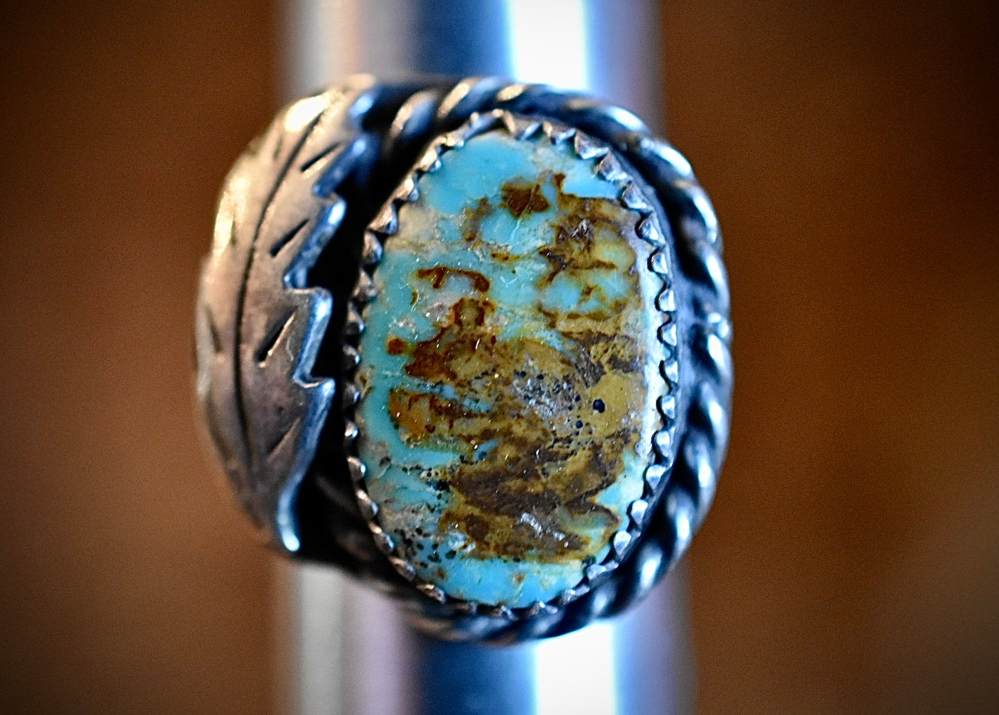 Turquoise in Silver Ring • Vintage