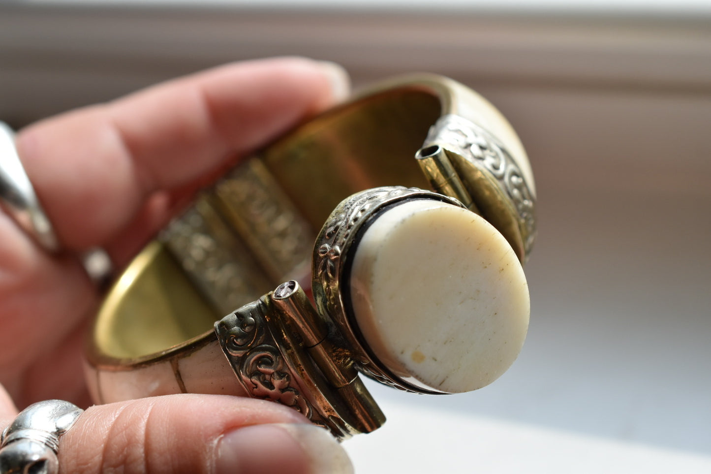Antique Bone & Brass Bracelet