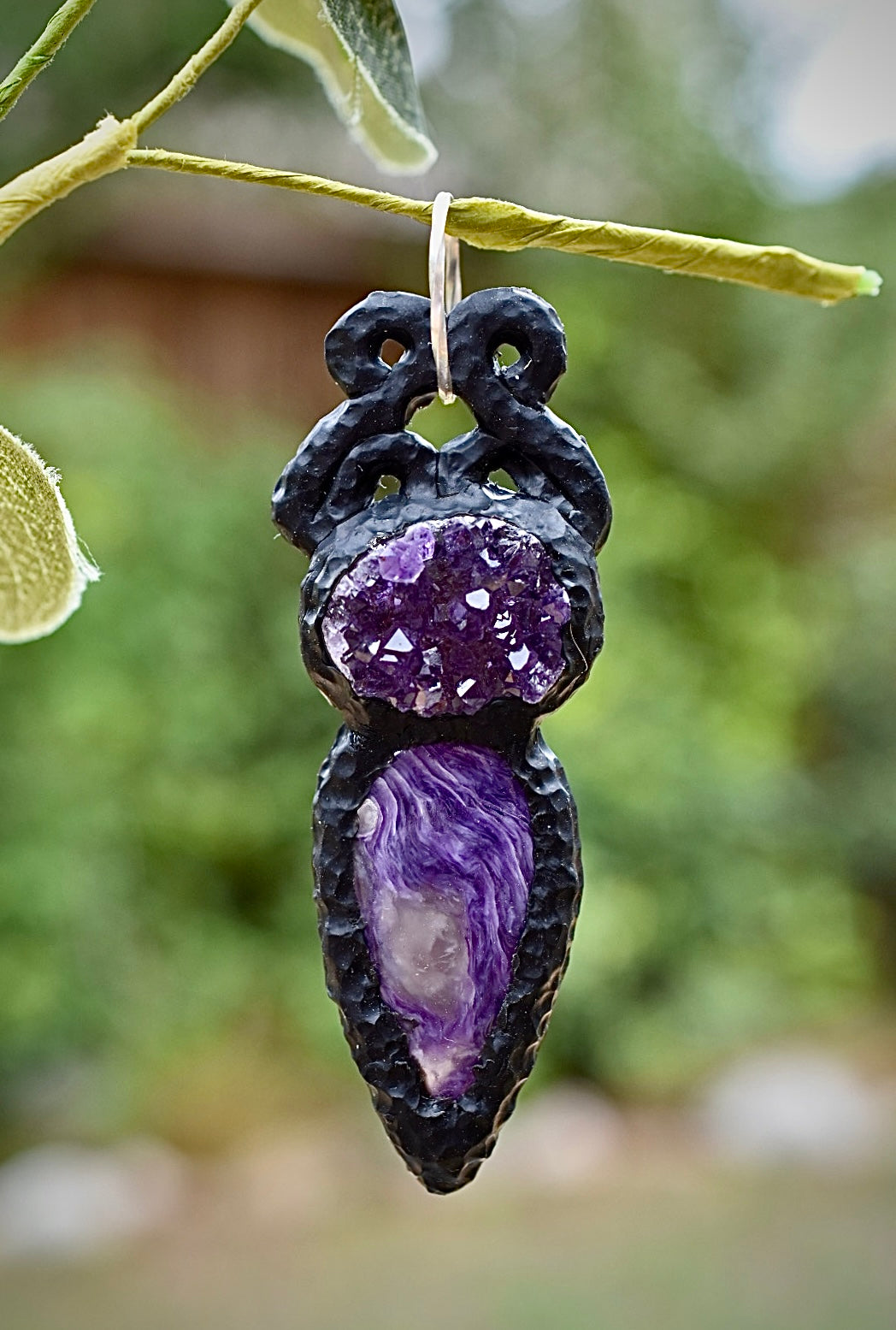 Charoite & Amethyst Pendant