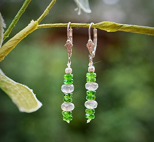 Siberian Chrome Diopside & Labradorite Earrings
