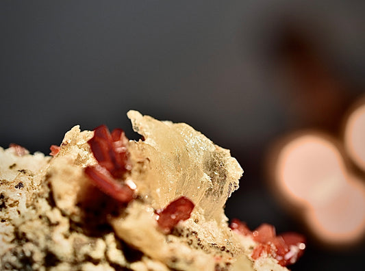 Selenite on Vanadinite Specimen