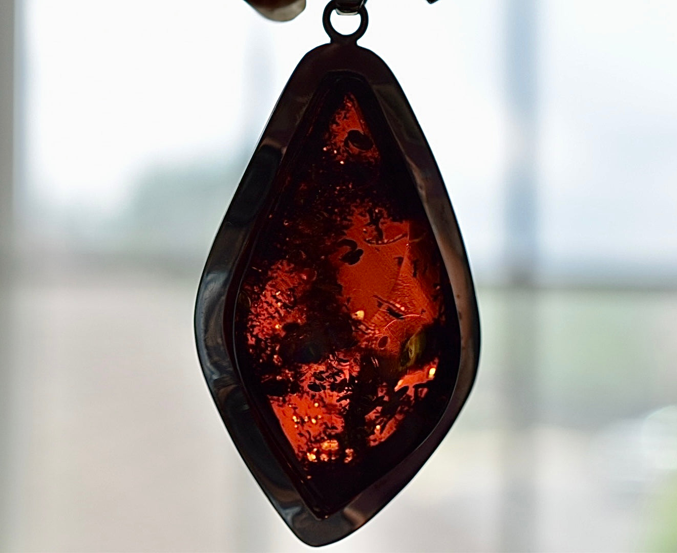 Large Amber Pendant • Vintage