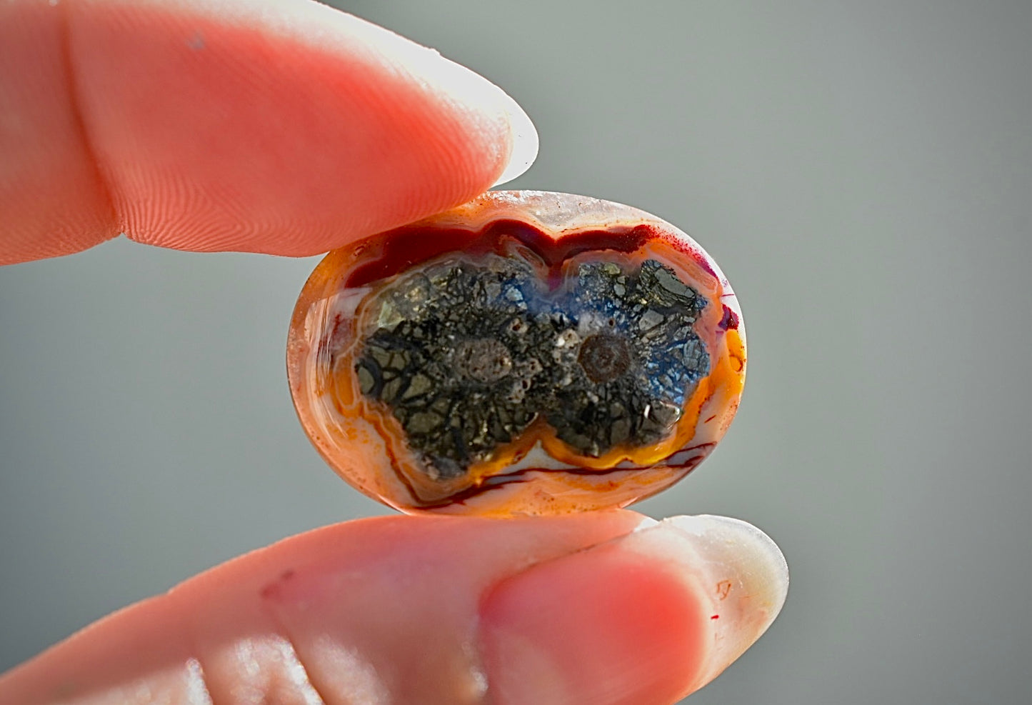 Rare Marcasite in Agate