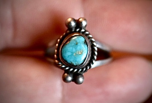 Turquoise in Silver Ring • Vintage