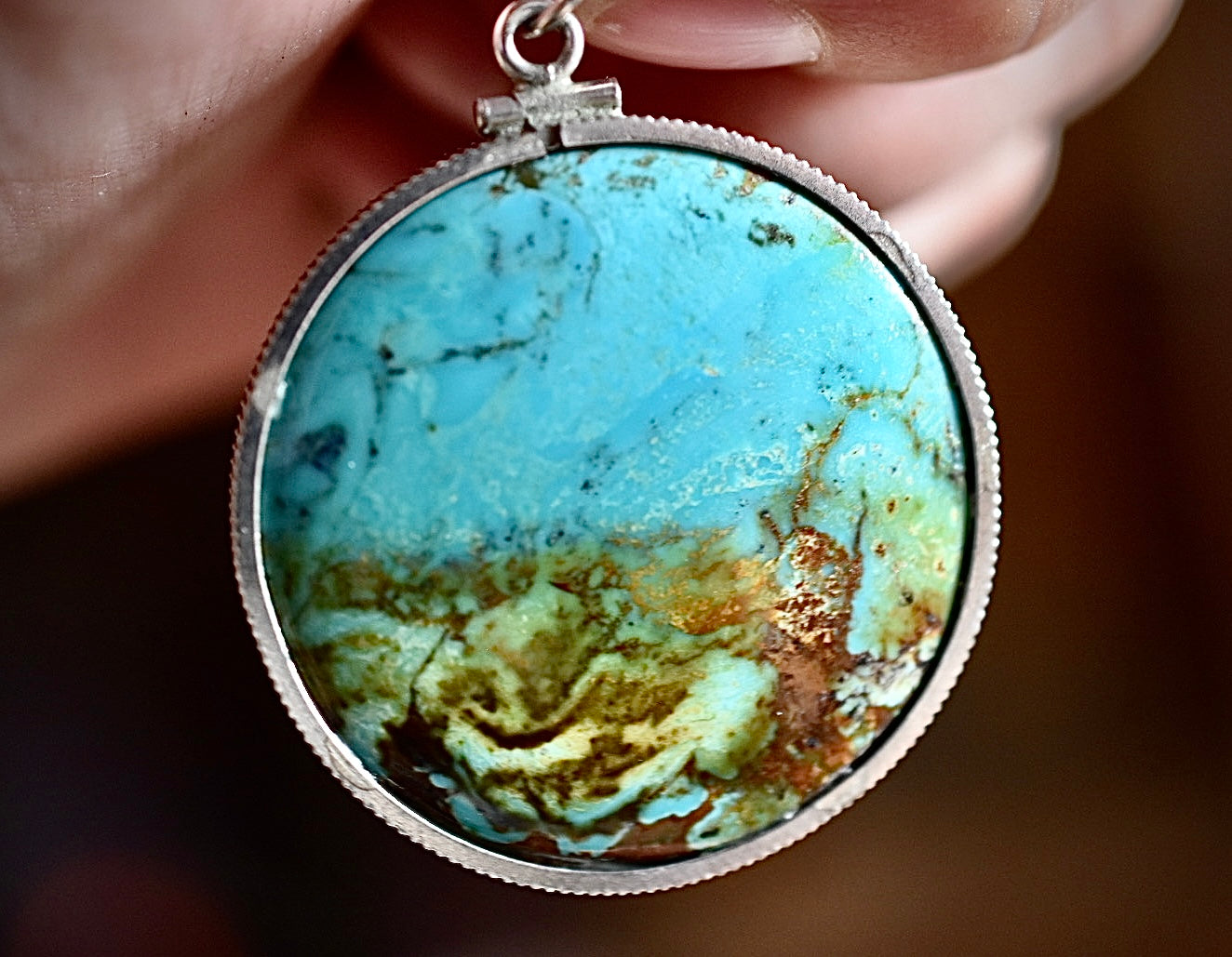 Natural Turquoise Pendant • Vintage