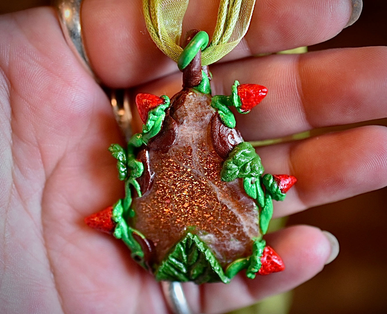 Strawberry Sunstone Necklace