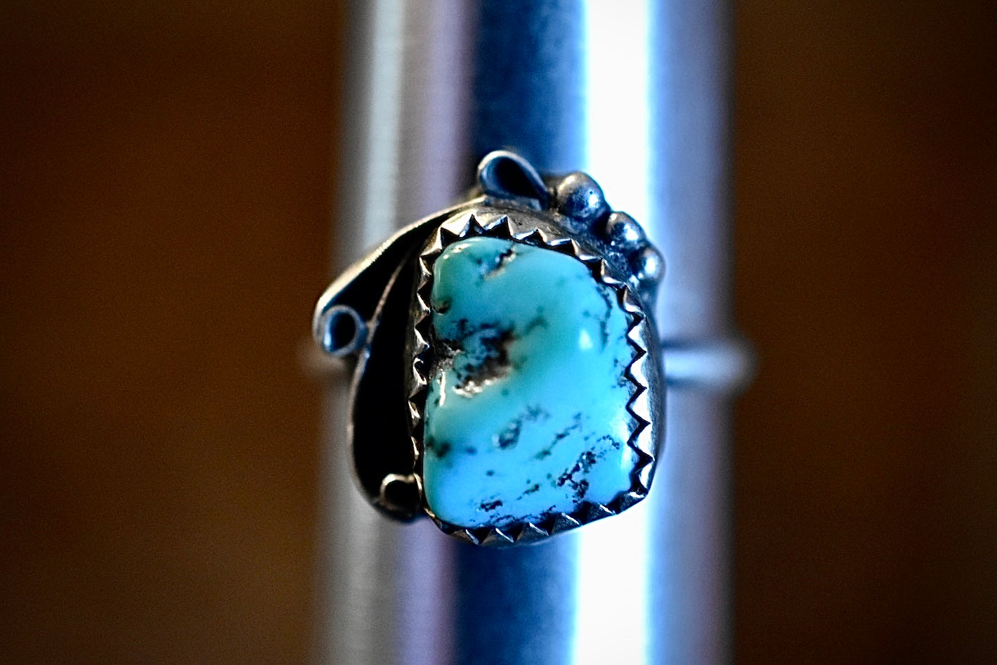 Turquoise in Silver Ring • Vintage