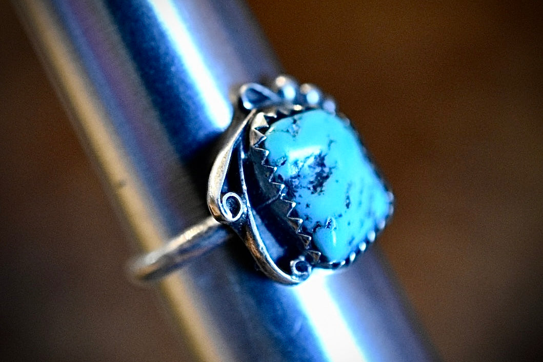 Turquoise in Silver Ring • Vintage