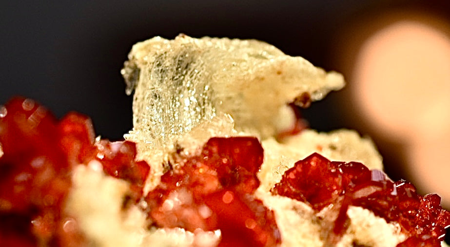 Selenite on Vanadinite Specimen