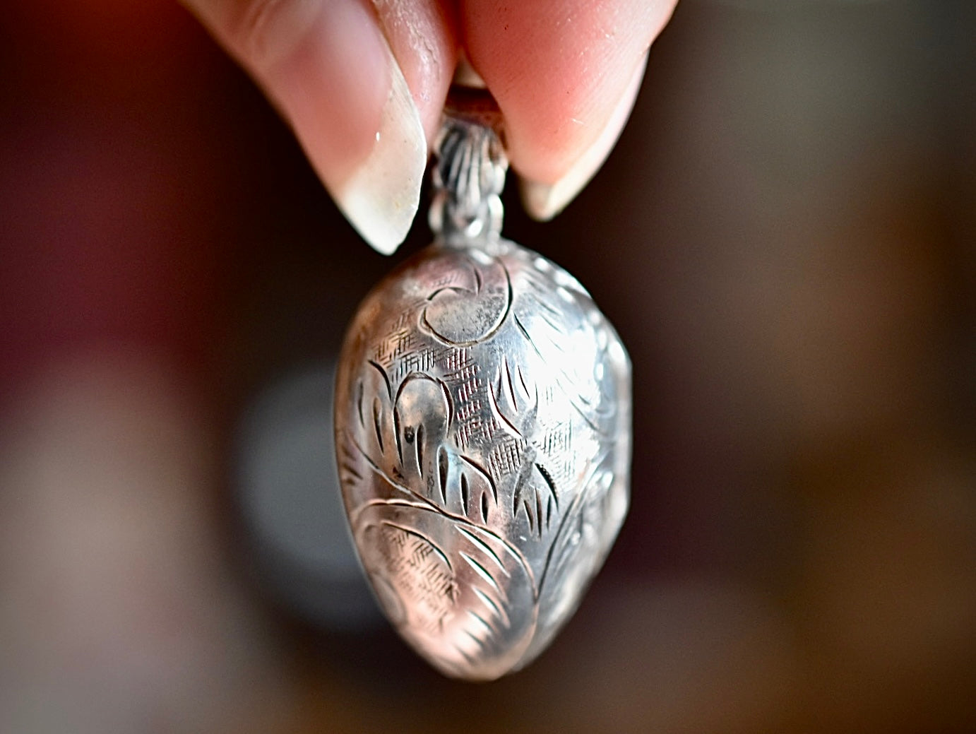 Rare Antique Silver Egg Locket