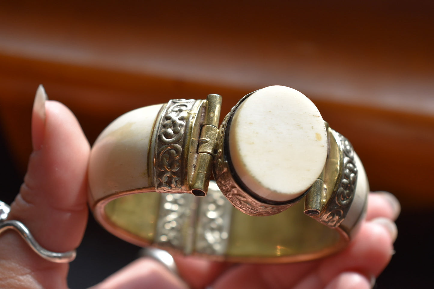 Antique Bone & Brass Bracelet
