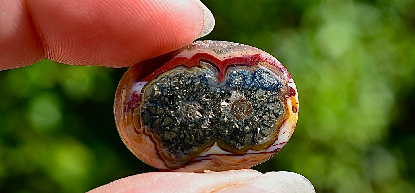 Rare Marcasite in Agate