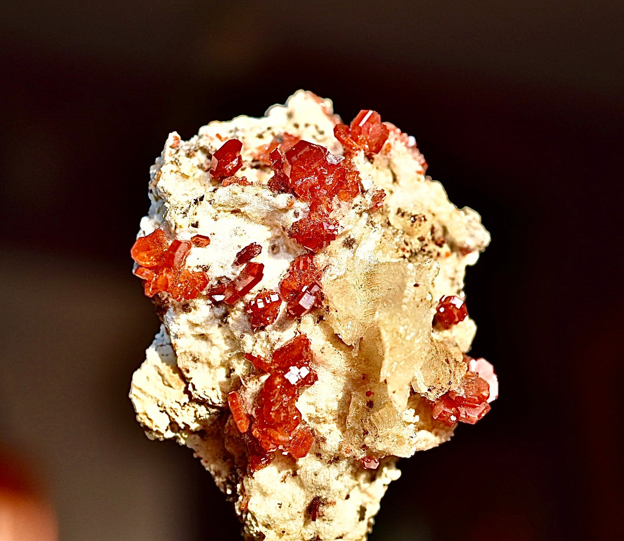 Selenite on Vanadinite Specimen