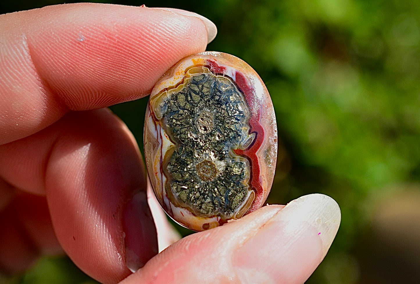 Rare Marcasite in Agate