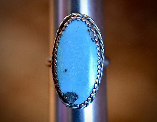 Turquoise in Silver Ring • Vintage