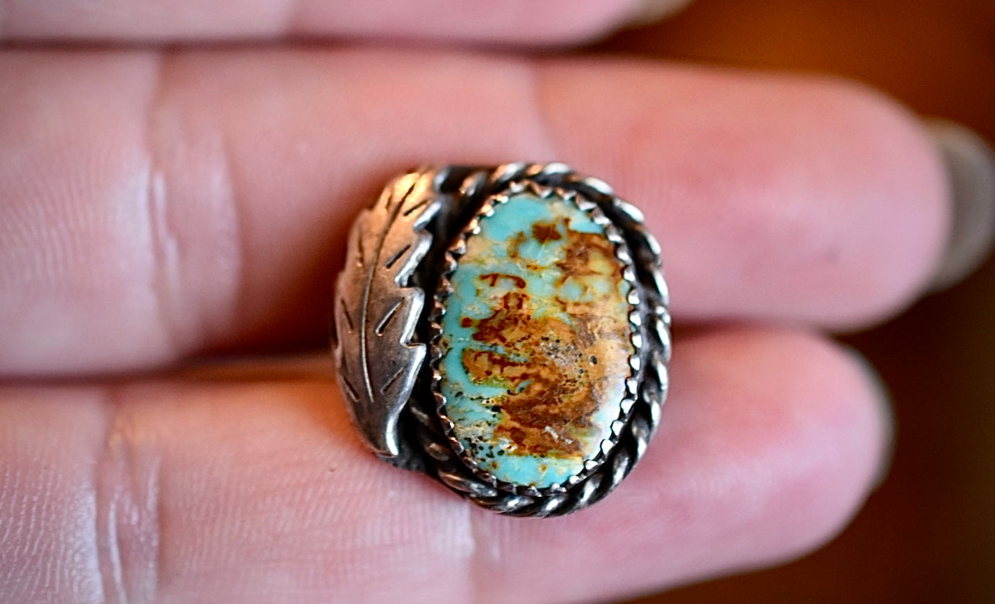 Turquoise in Silver Ring • Vintage